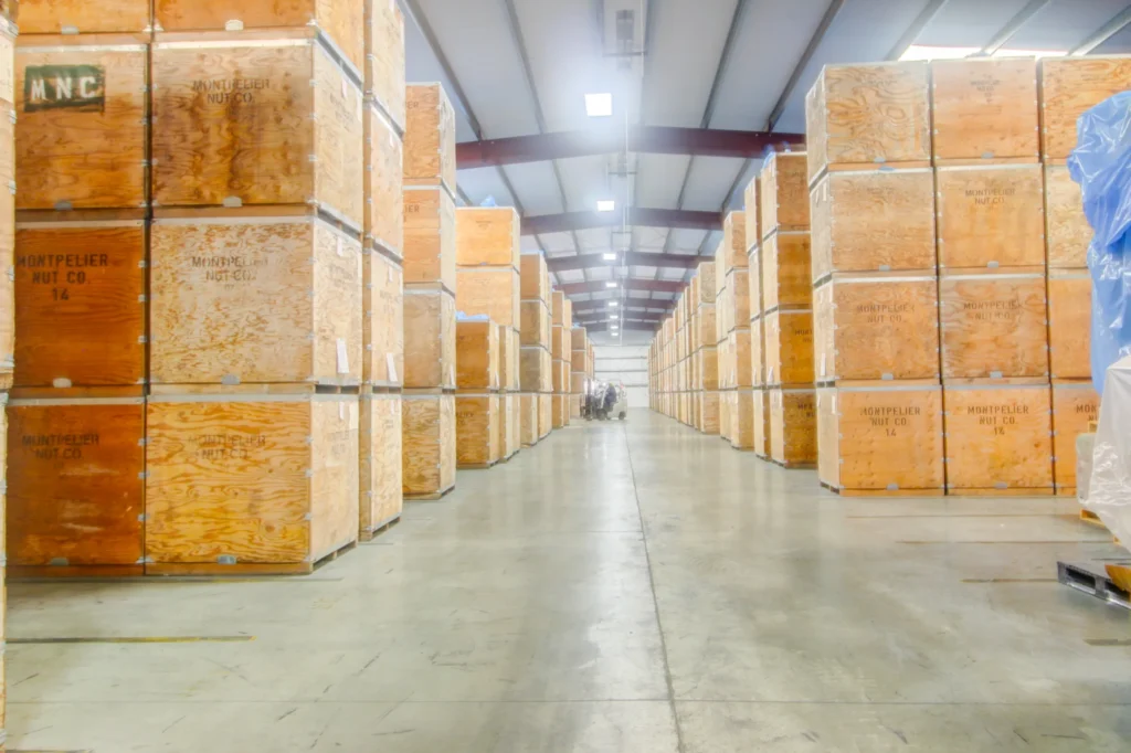 Almond warehousing crates